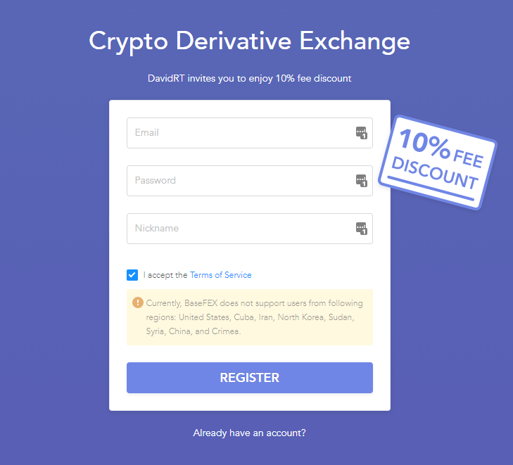 Basefex Exchange 10% Signup Discount Basefex Exchange 10% Signup Discount