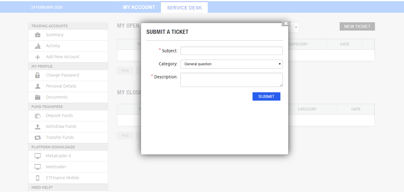 ETFinance - Submit a Ticket ETFinance - Submit a Ticket