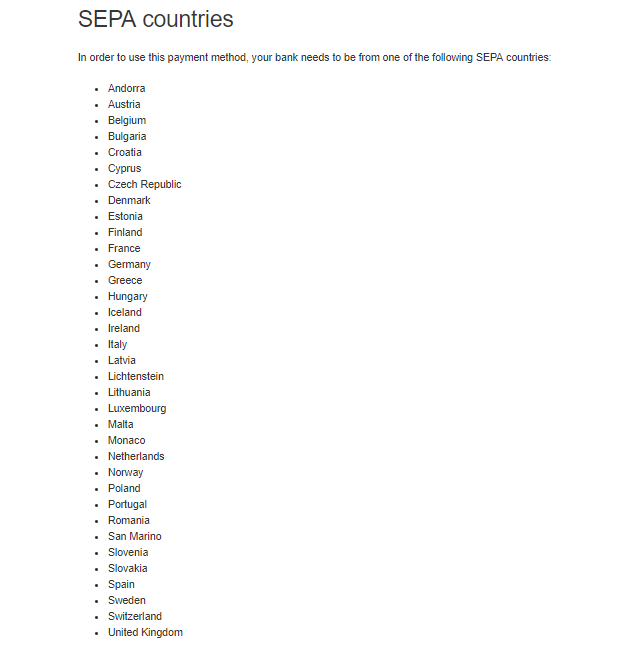 SEPA List SEPA List