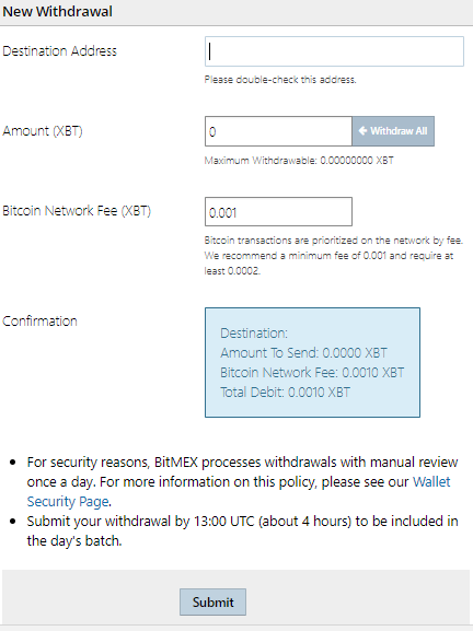 BitMEX Withdrawal BitMEX Withdrawal