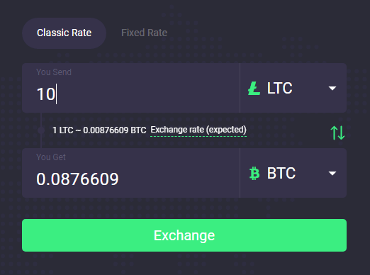 ChangeNOW Buy BTC Step 1