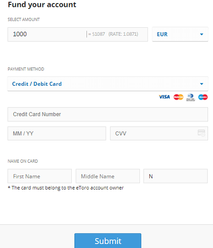 eToro Platform Deposit Funds eToro Platform Deposit Funds