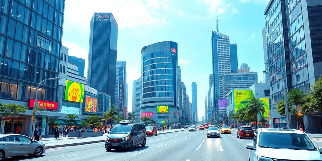 Futuristic cityscape highlighting advanced AI technology.